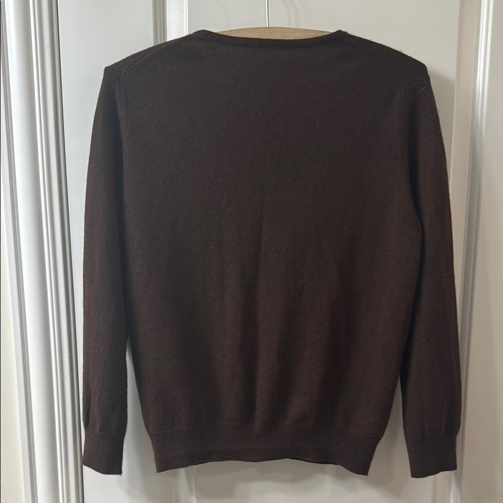 Embroidered Floral Flower Brown Cashmere Cardigan Sweater Size S - Picture 3 of 11